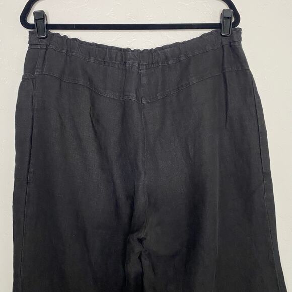 Cut.loose Black 100% Linen Cargo Wide Leg Pants Lagenlook Large - Picture 7 of 10
